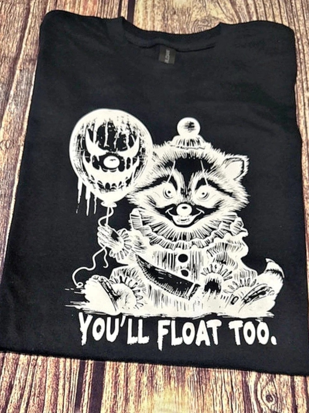 Gildan You'll Float Too Raccoon Clown Horror Graphic T-Shirt
